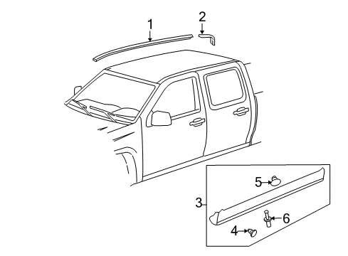 2009 GMC Canyon Exterior Trim - Cab Diagram 1 - Thumbnail