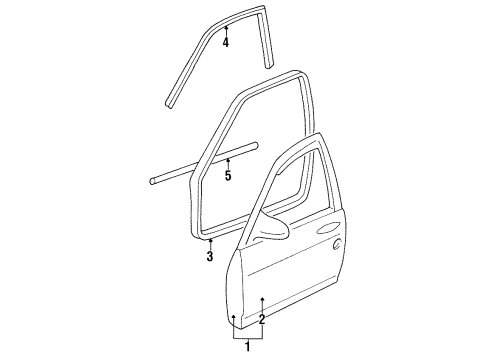 1996 Chevy Monte Carlo Weatherstrip Assembly, Front Side Door Upper Auxiliary Diagram for 10401527