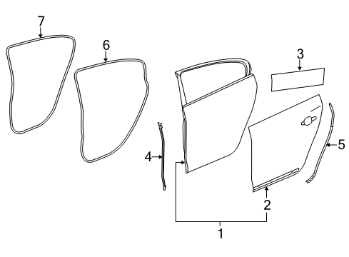 2015 Buick LaCrosse Weatherstrip Assembly, Rear Side Door Front Auxiliary Diagram for 20848338