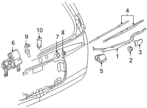 2005 Buick Rainier Rear Wiper Components Diagram