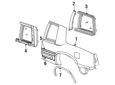 1989 Cadillac Eldorado Roof Side Panel Emblem Assembly Diagram for 25636864