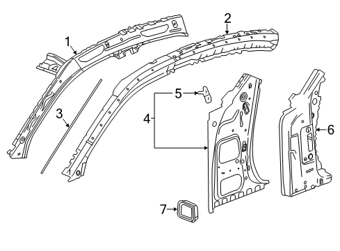 2014 Cadillac CTS Hinge Pillar, Lock Pillar, Rocker, Uniside Diagram 2 - Thumbnail