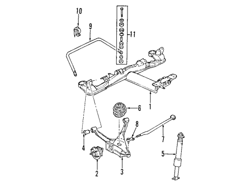 1998 Cadillac Seville Insulator,Rear Stabilizer Shaft Diagram for 25666235