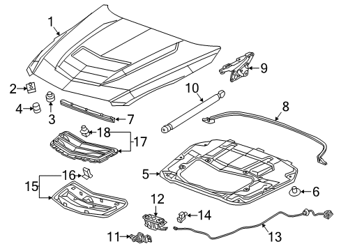 2016 Cadillac ATS Hood & Components, Body Diagram 3 - Thumbnail