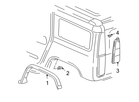 2005 Hummer H2 Applique,Quarter Panel Upper *Black Diagram for 15206328