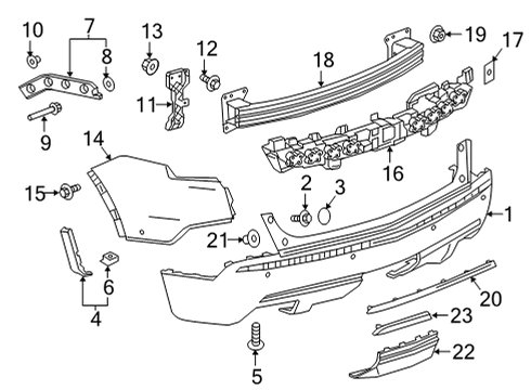 2020 Cadillac XT5 Rear Bumper, Cover Lower *Black Diagram for 84673812