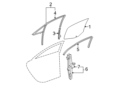 2006 Pontiac G6 Window Assembly, Rear Side Door Stationary (W/ Rear Side Door Window Windshield Diagram for 25842591