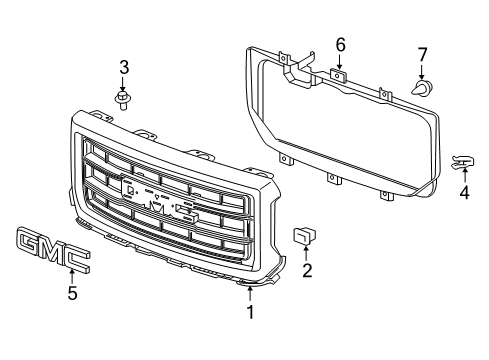 2017 GMC Sierra 1500 Grille & Components Diagram 3 - Thumbnail