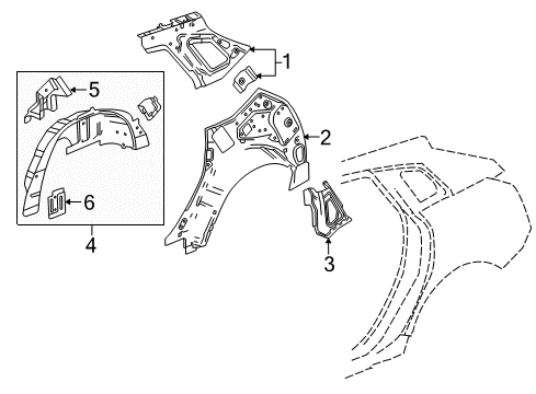 2012 Cadillac SRX Inner Structure - Quarter Panel Diagram