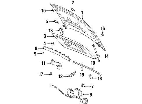 2002 Oldsmobile Aurora Hood & Components Diagram