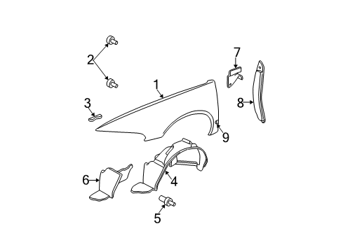 2002 Buick Park Avenue Fender & Components, Exterior Trim, Body Diagram