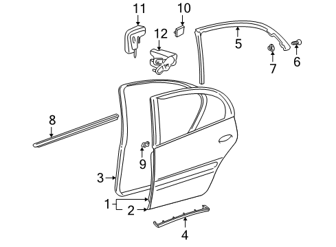 2002 Pontiac Bonneville Rear Door, Body Diagram