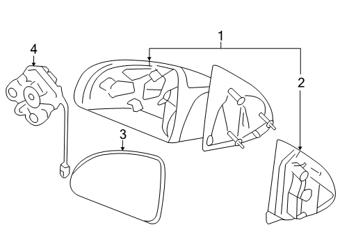 2005 Chevy Cobalt Mirror Assembly, Outside Rear View *Black Diagram for 15943878