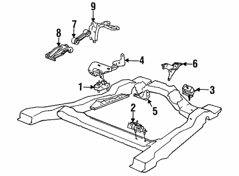 1985 Oldsmobile Cutlass Ciera Engine & Trans Mounting Diagram 2 - Thumbnail