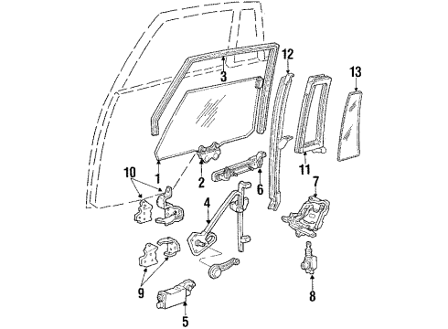 1986 Pontiac Parisienne Gls Vent Rear Door Stationary Window Diagram for 1713520