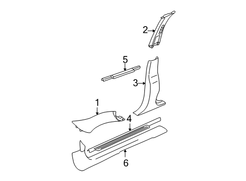 2001 Oldsmobile Alero Interior Trim - Pillars, Rocker & Floor Diagram 2 - Thumbnail