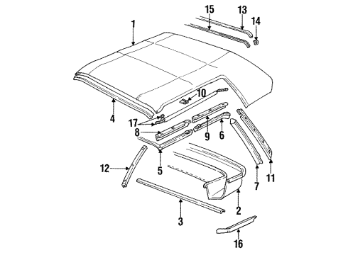 1989 Chevy Cavalier Weatherstrip Asm,Front Side Door Window Upper Rear Diagram for 12513106