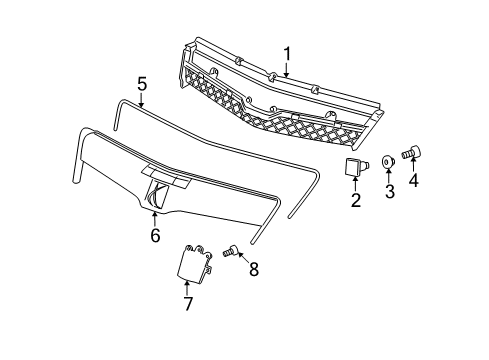 2009 Saturn Vue Hood & Grille - Grille & Components Diagram 2 - Thumbnail