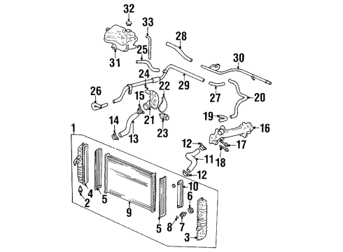 2001 Oldsmobile Aurora Gasket Kit,Radiator Tank Diagram for 52484143