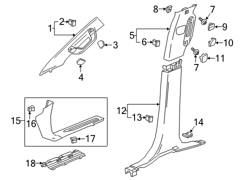 2023 Chevy Silverado 1500 MOLDING ASM-W/S GARN *JET BLACK Diagram for 86790863