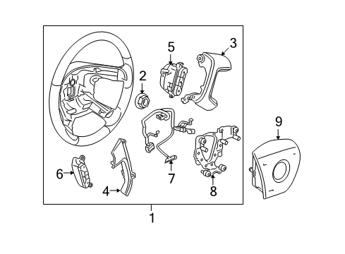 2012 GMC Yukon XL 1500 Steering Column & Wheel, Shroud, Switches & Levers Diagram 3 - Thumbnail