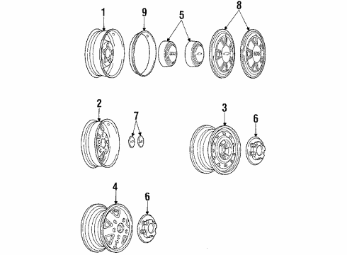 1990 GMC S15 Jimmy Wheels & Trim Diagram