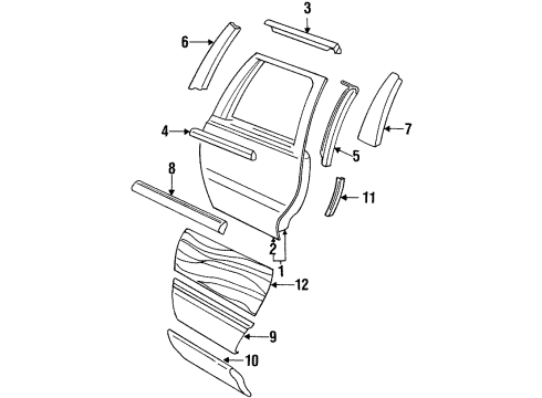 1993 Buick Commercial Chassis Molding Assembly, Rear Side Door Window Reveal *Black Diagram for 16615177