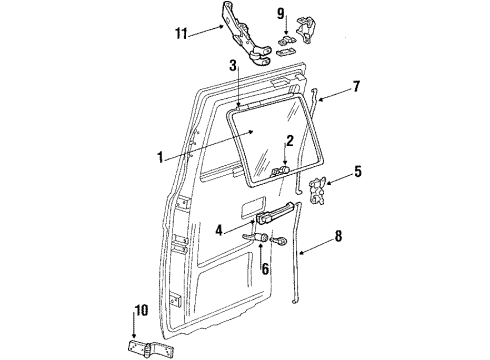 1994 Chevy G20 Back Door - Glass & Hardware Diagram