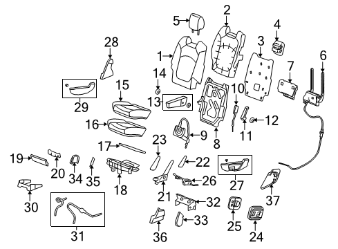 2017 Chevy Traverse Bezel, Rear Seat Latch Release Strap *Non, Colored Diagram for 15901466