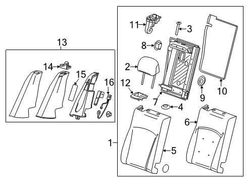 2015 Chevy Impala Cover Assembly, Rear Seat Back *Titanium Diagram for 22855874