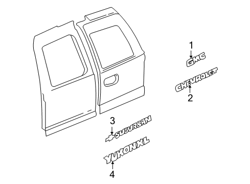 2002 GMC Yukon XL 2500 Exterior Trim - Back Door Diagram