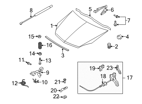 2008 Saturn Astra Lace,Hood Air Grille Opening Diagram for 13186957