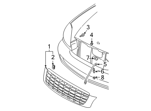 2004 Cadillac DeVille Grille & Components Diagram 4 - Thumbnail