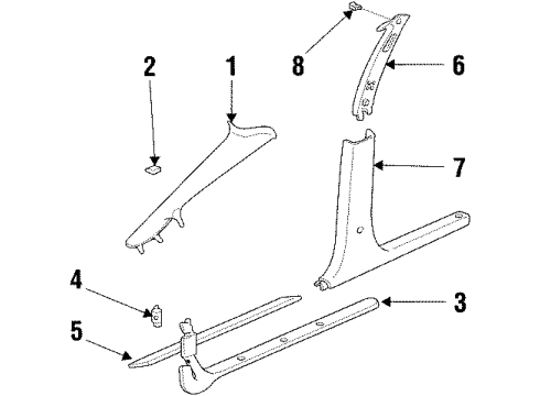 2003 Pontiac Grand Prix Interior Trim - Pillars, Rocker & Floor Diagram