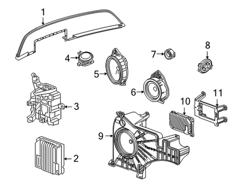 2023 Cadillac Escalade Speaker Assembly, Rdo Body Rr Cor Upr Garn Mldg Diagram for 84860720