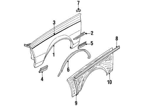 1984 Chevy Impala Plate,Rear Quarter Name Diagram for 20000978