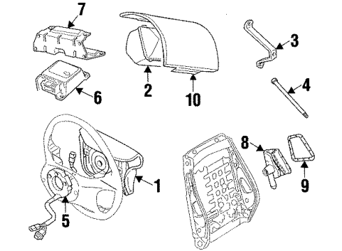 1998 Cadillac Catera Sensor,Inflator Restraint Side Imp Diagram for 9173929