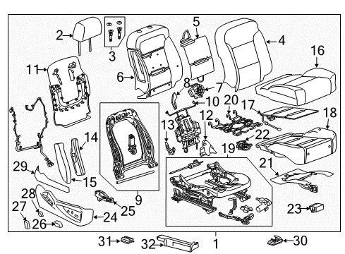 2019 Chevy Tahoe Switch Assembly, F/Seat Adjr Memory *Black Carbon Diagram for 84413226