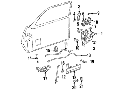 1997 Pontiac Grand Am Front Door - Lock Hardware Diagram