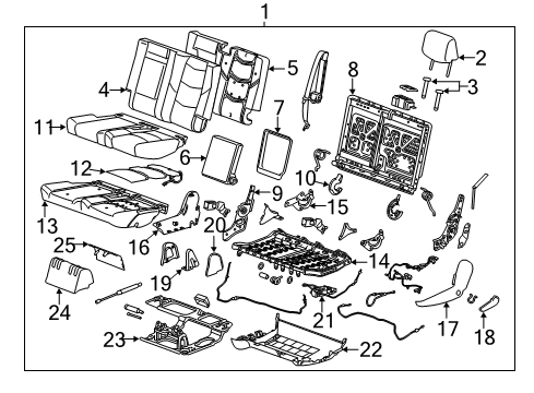 2020 GMC Yukon XL Cover Assembly, Rear Seat Back *Shale Diagram for 23496210