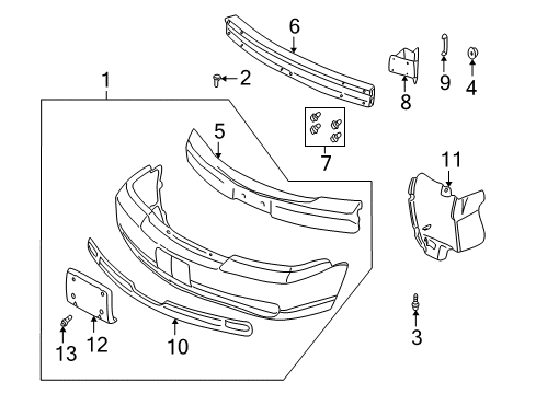 2004 Cadillac Seville Bar,Front Bumper Imp Diagram for 25653085