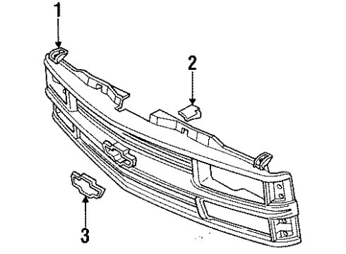 2000 Chevy Tahoe Grille & Components Diagram 1 - Thumbnail