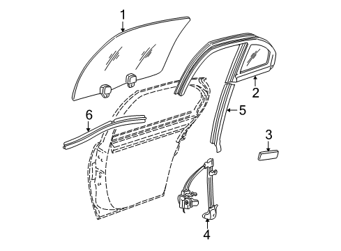 2004 Buick Century Channel Assembly, Rear Side Door Window <Use 1C5L *Black Diagram for 10415508