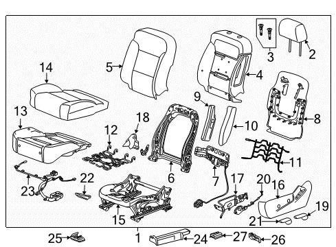 2015 GMC Sierra 1500 Driver Seat Components Diagram 4 - Thumbnail