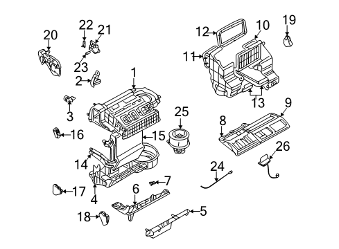 2001 Pontiac Montana A/C Evaporator & Heater Components Diagram