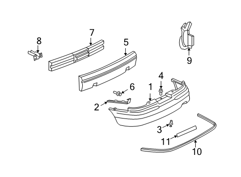 1999 Buick Regal Shield, Rear Bumper Fascia Splash *Black Diagram for 10406793