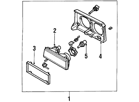 1988 Oldsmobile Cutlass Supreme Headlamp Capsule Assembly Diagram for 16505842