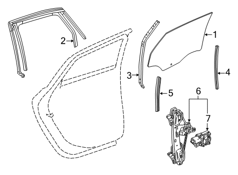 2016 Buick Verano Channel Assembly, Rear Side Door Window Rear Diagram for 13270602