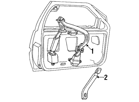 1988 Chevy Beretta Belt Kit,Driver Seat(Buckle Side) Red Diagram for 12399912