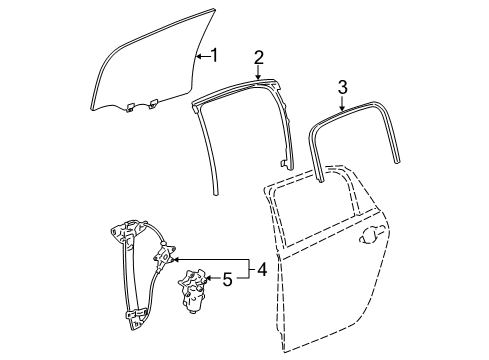 2016 Chevy Impala Limited Rear Door - Glass & Hardware Diagram